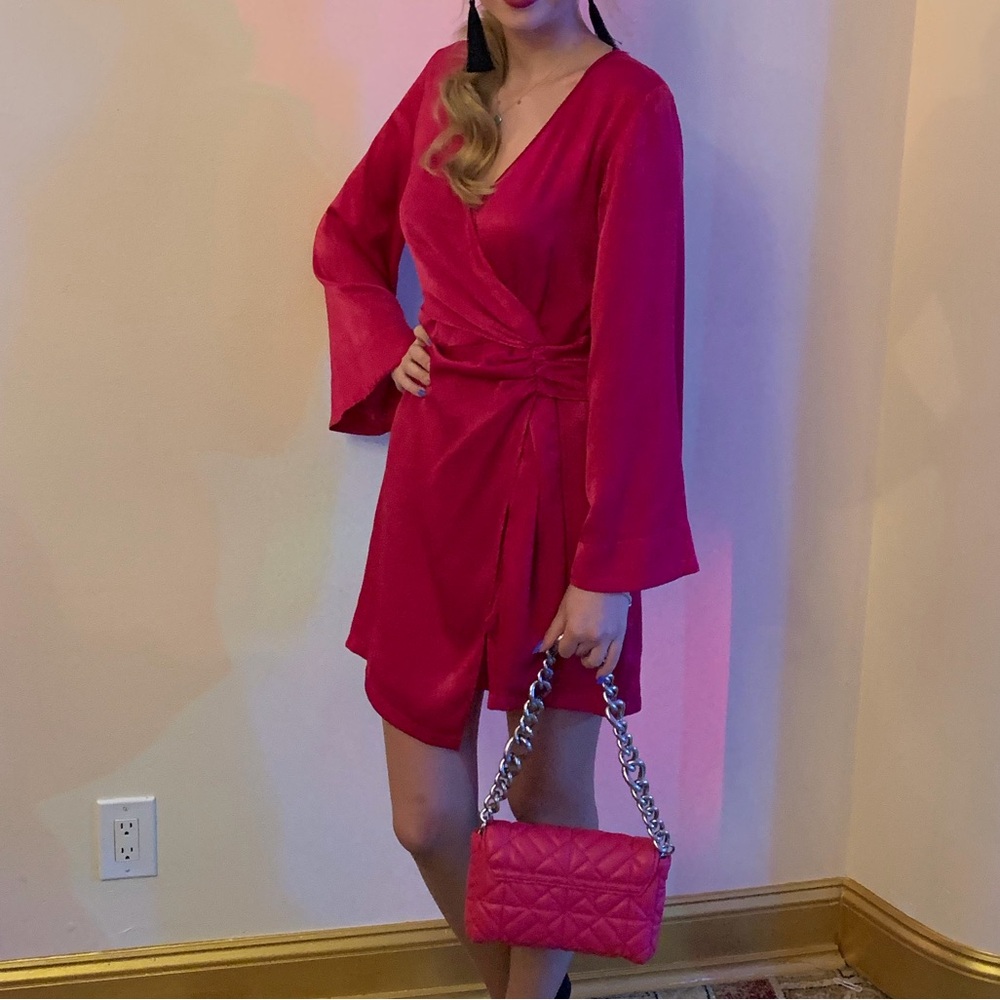 Chic Pink (Raspberry Color) Wrap Dress - Picture 10 of 10